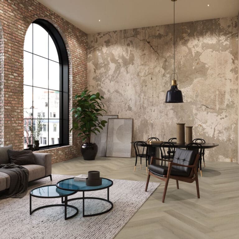 YUP Mayfair herringbone dryback warm oak