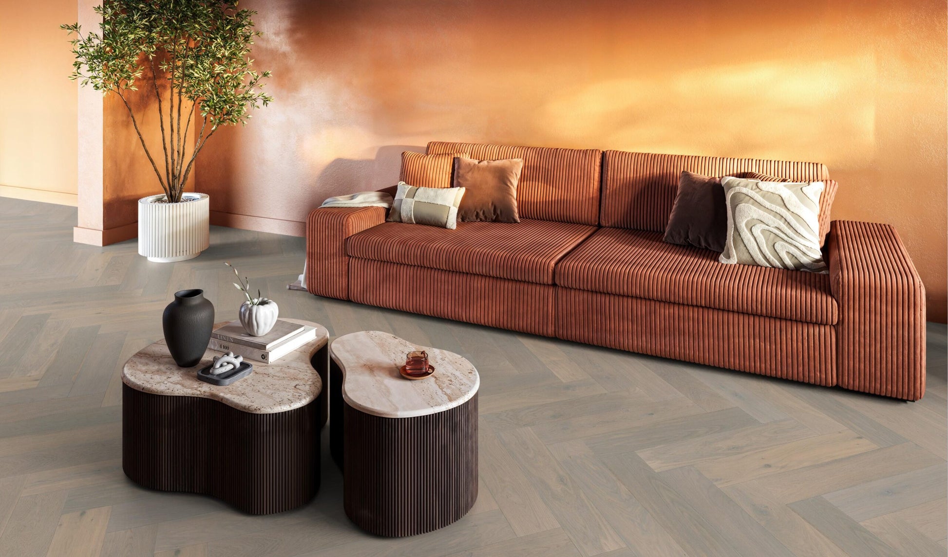 Beverly Hills Visgraat Rustiek Dubbel Gerookt Wit 4104