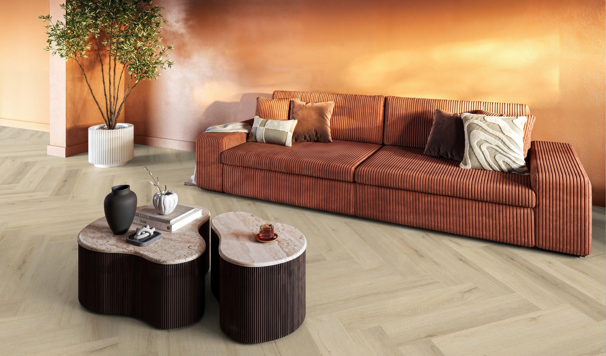 YUP XL Greenford Herringbone Dryback Warm Beige