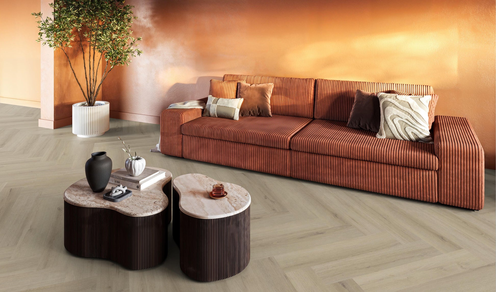 YUP XL Greenford Herringbone Dryback Beige