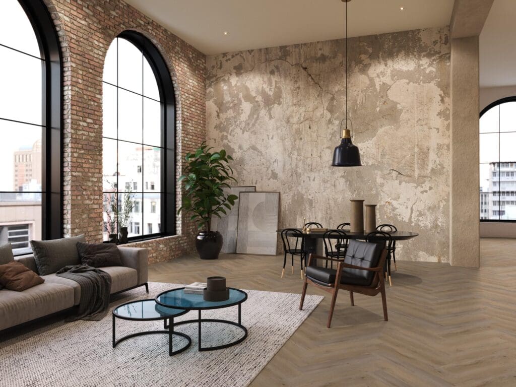 YUP Leyton herringbone dryback natural oak
