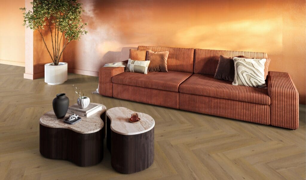 YUP Leyton herringbone dryback dark oak