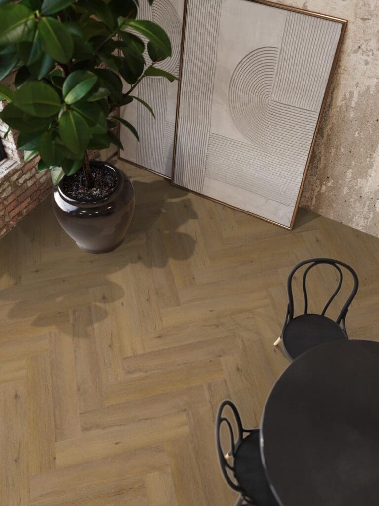 YUP Leyton herringbone dryback dark oak