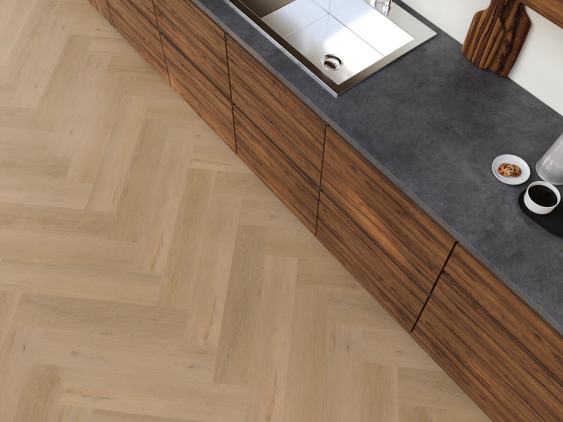 YUP Leyton Herringbone Dryback Warm Oak