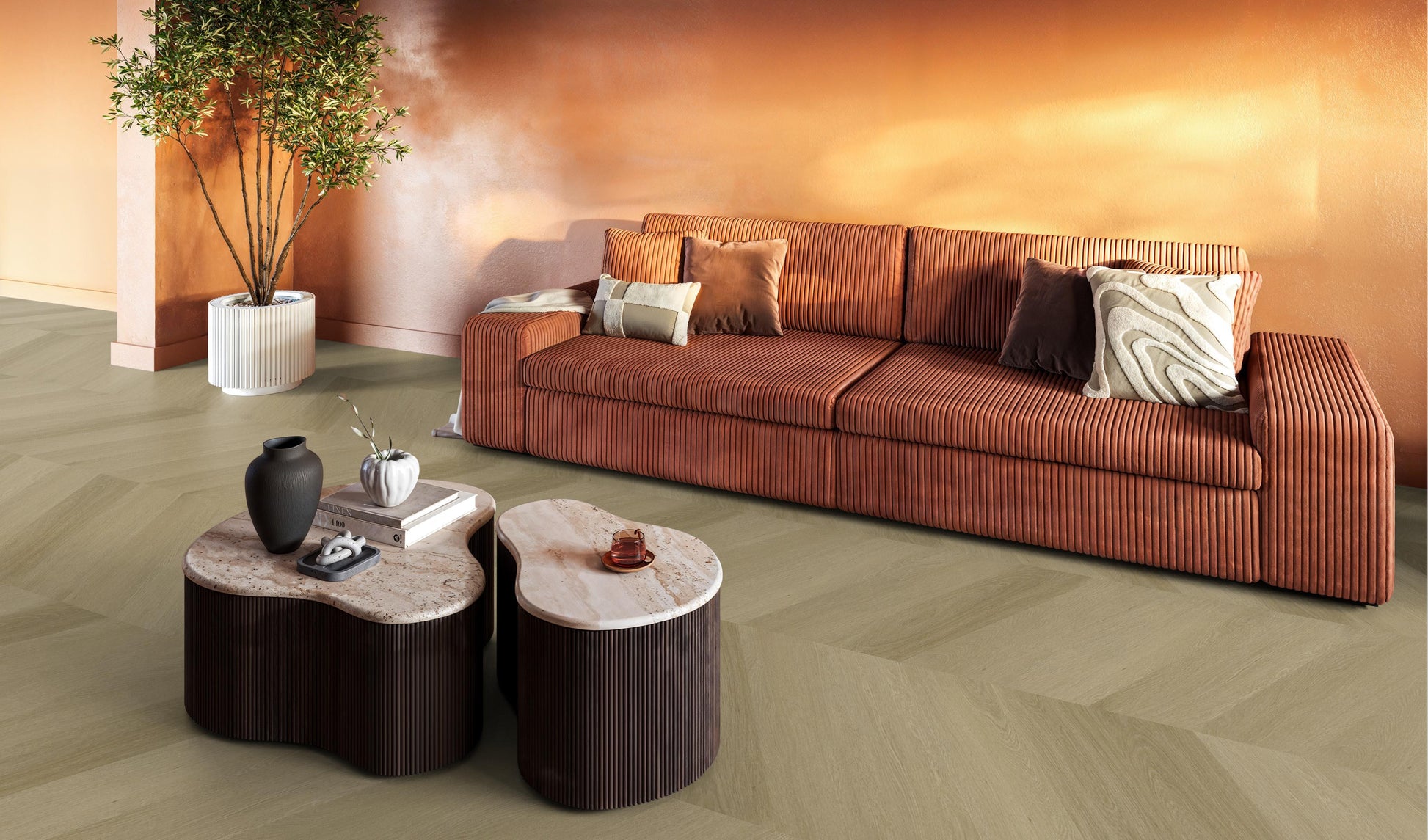 YUP Fulham Chevron Dryback Warm Oak