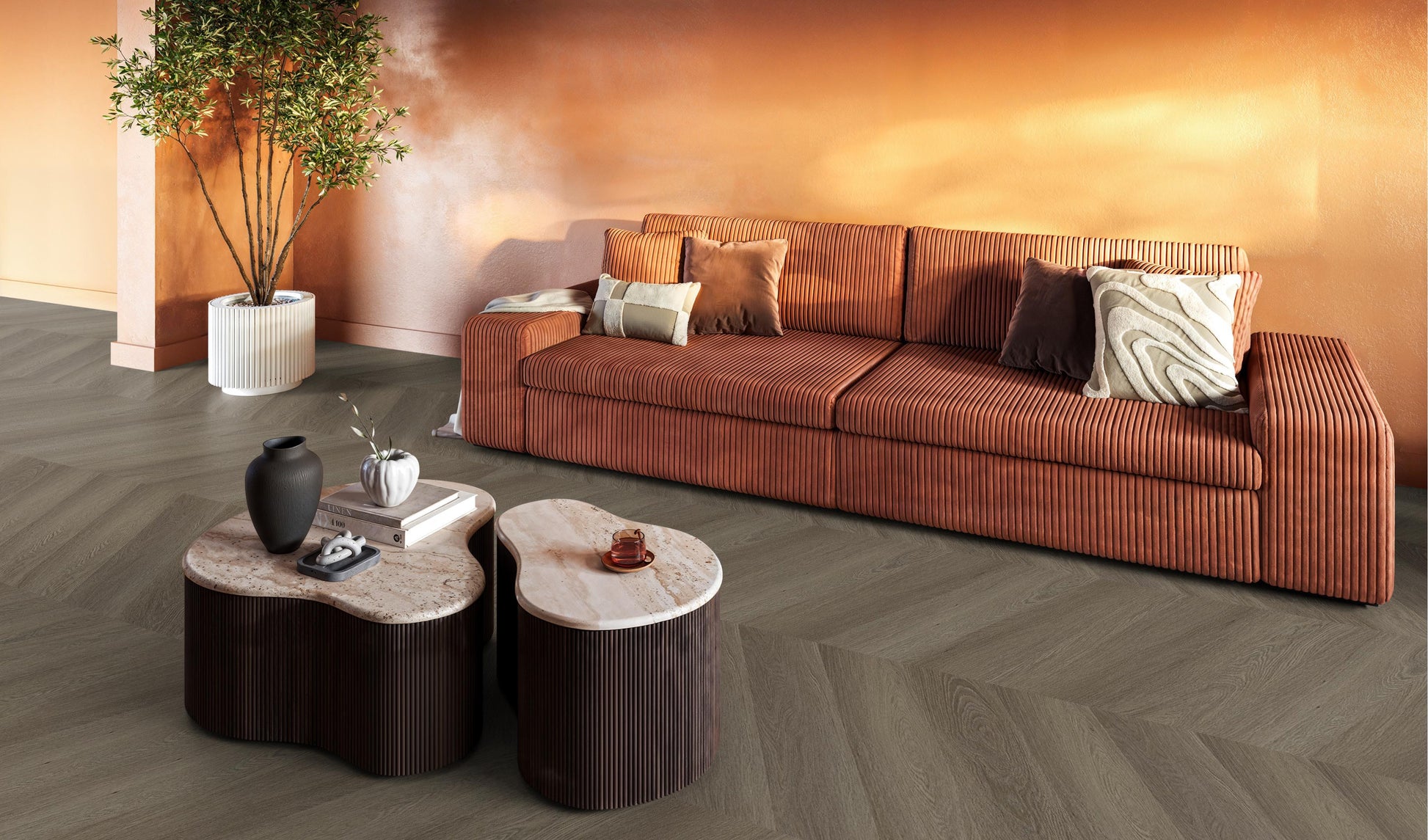 YUP Fulham Chevron Dryback Brown