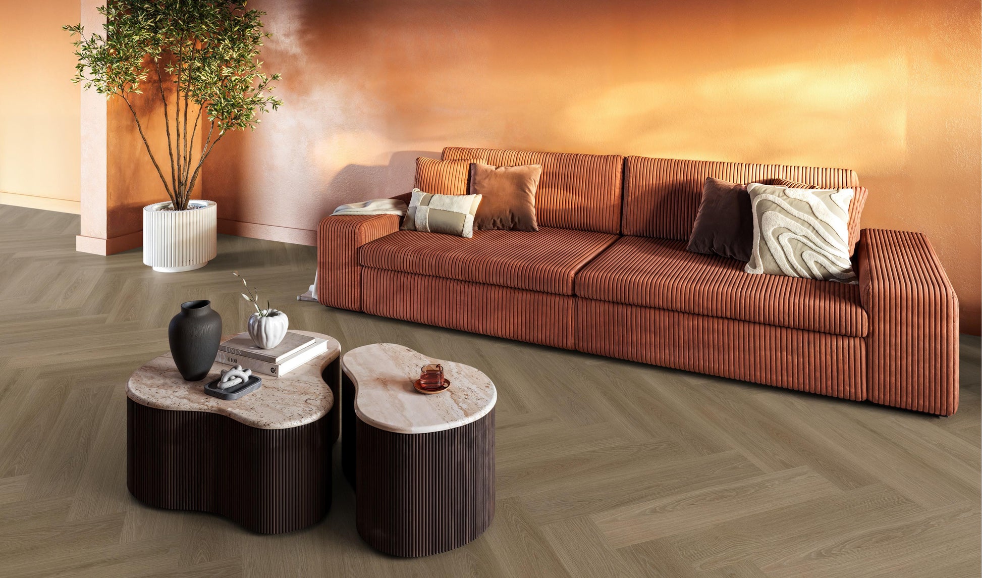 YUP XL Brentford Herringbone Dryback Dark Oak