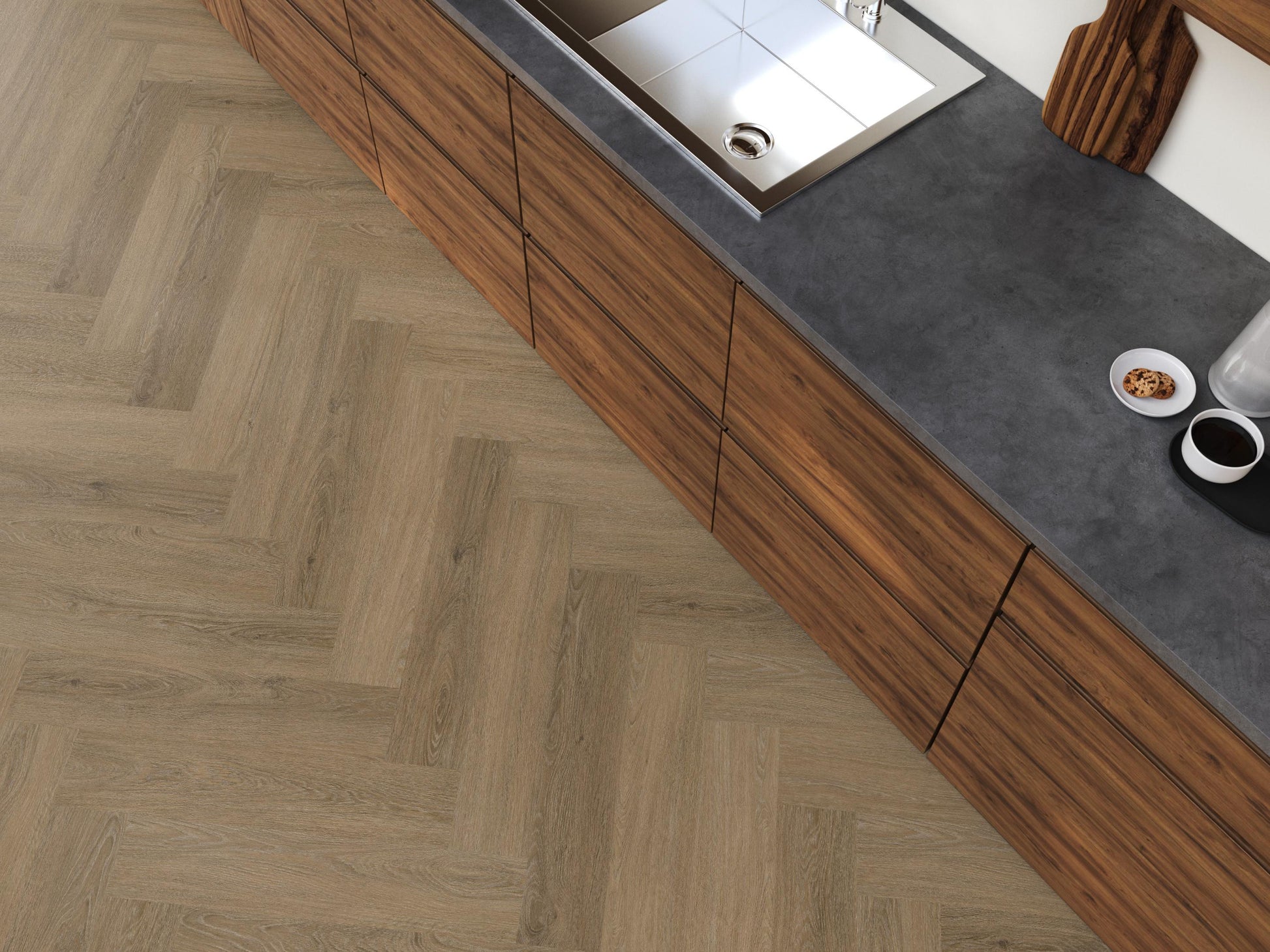 YUP Sutton Herringbone Dryback Light Brown
