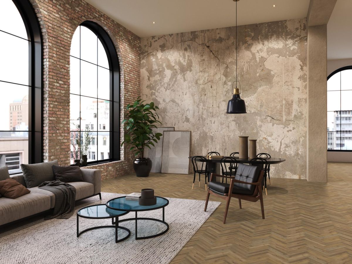 YUP Herringbone dryback dark oak