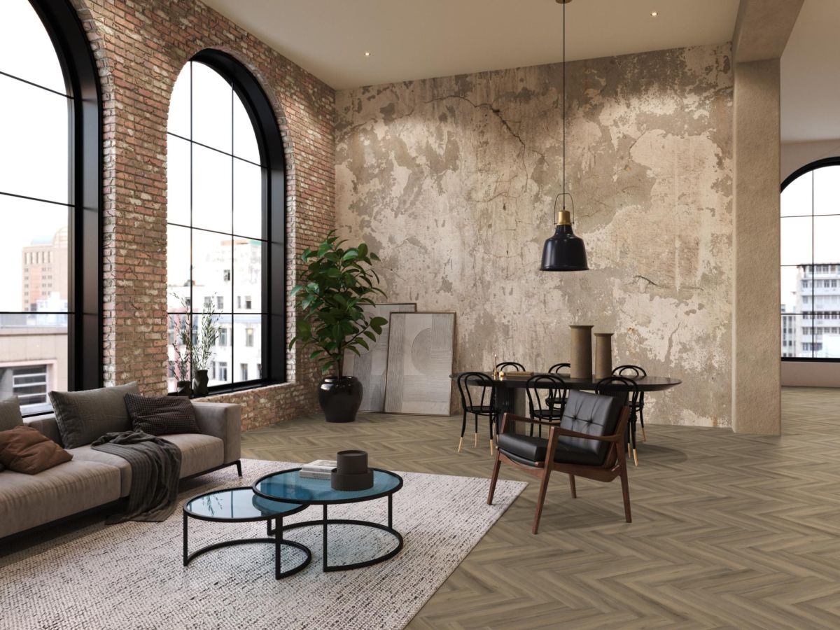 YUP Herringbone dryback light brown