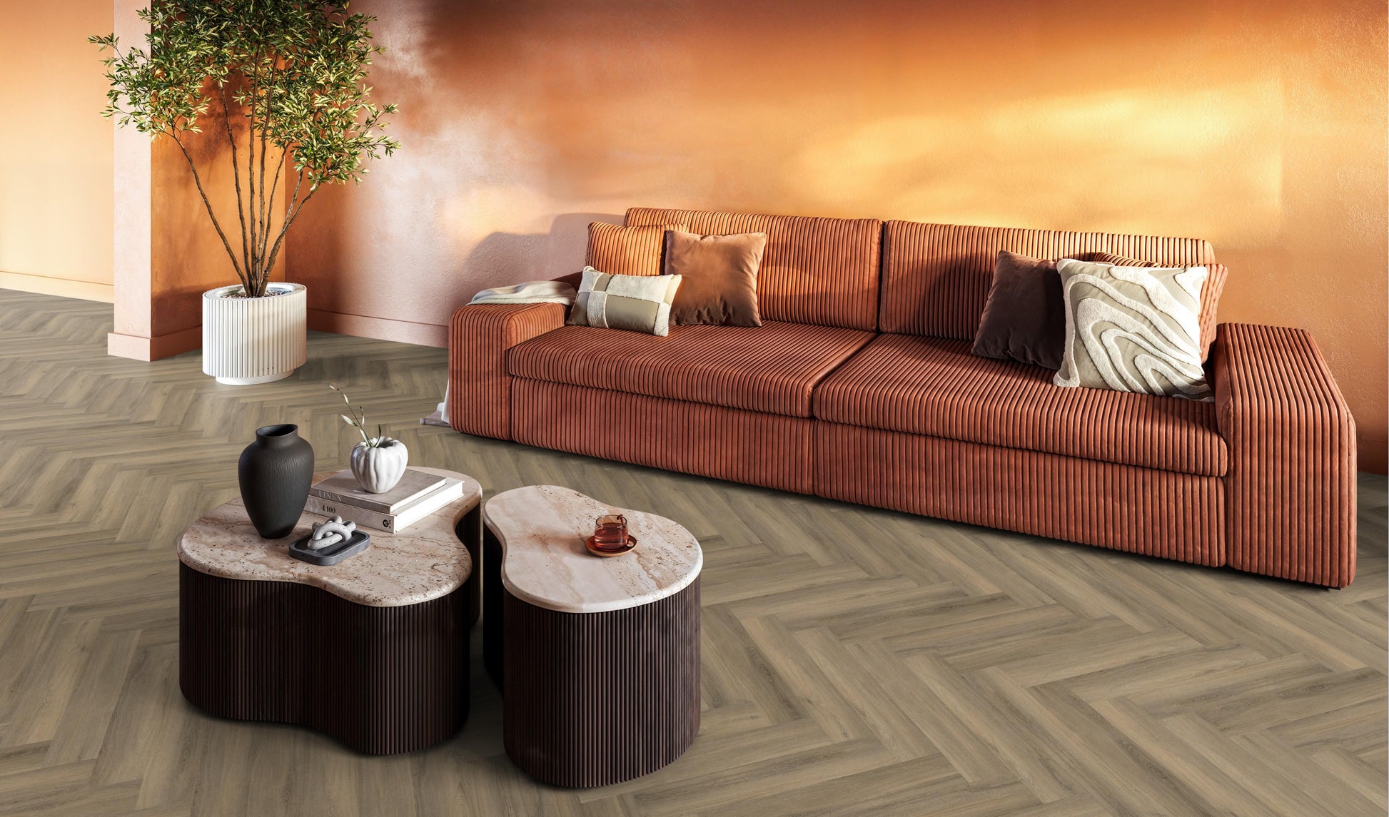 YUP Paddington Herringbone Dryback Light Brown