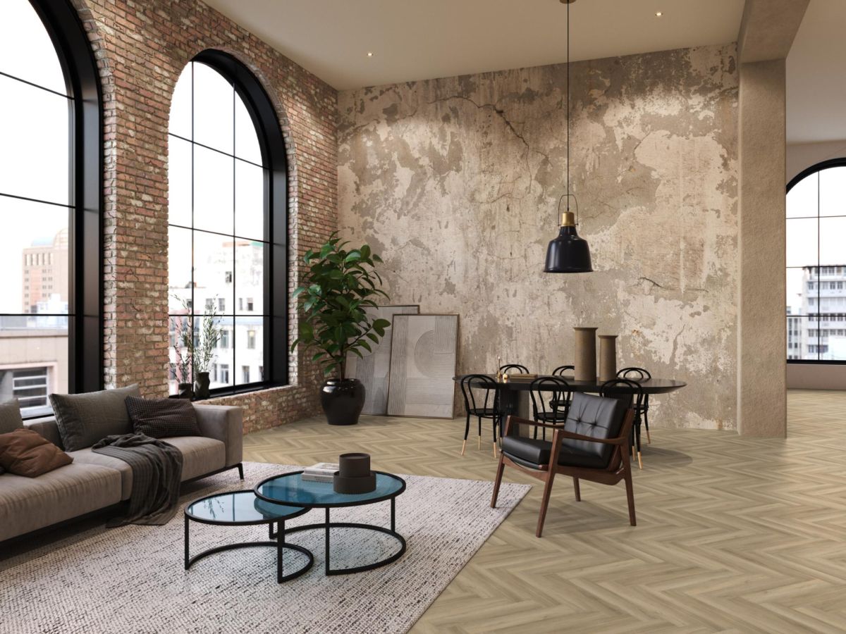 YUP Herringbone dryback beige