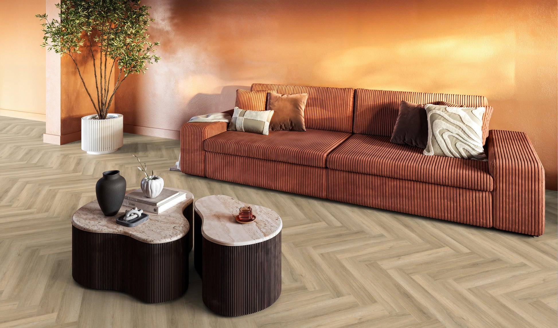 YUP Paddington Herringbone Dryback Beige